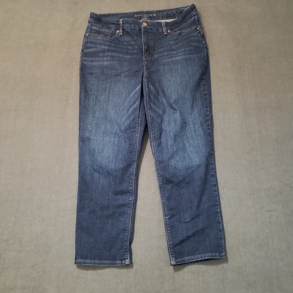 Chico's So Lifting Crop Jeans Womens 6 Dark Blue‎ Denim Stretch Pants